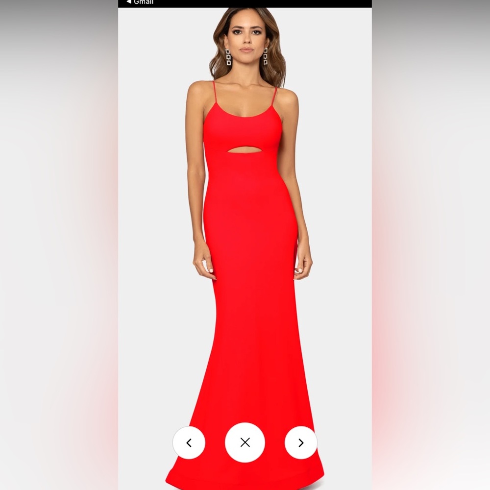 Betsy & Adam Long Scuba Red Cutout Dress 12
